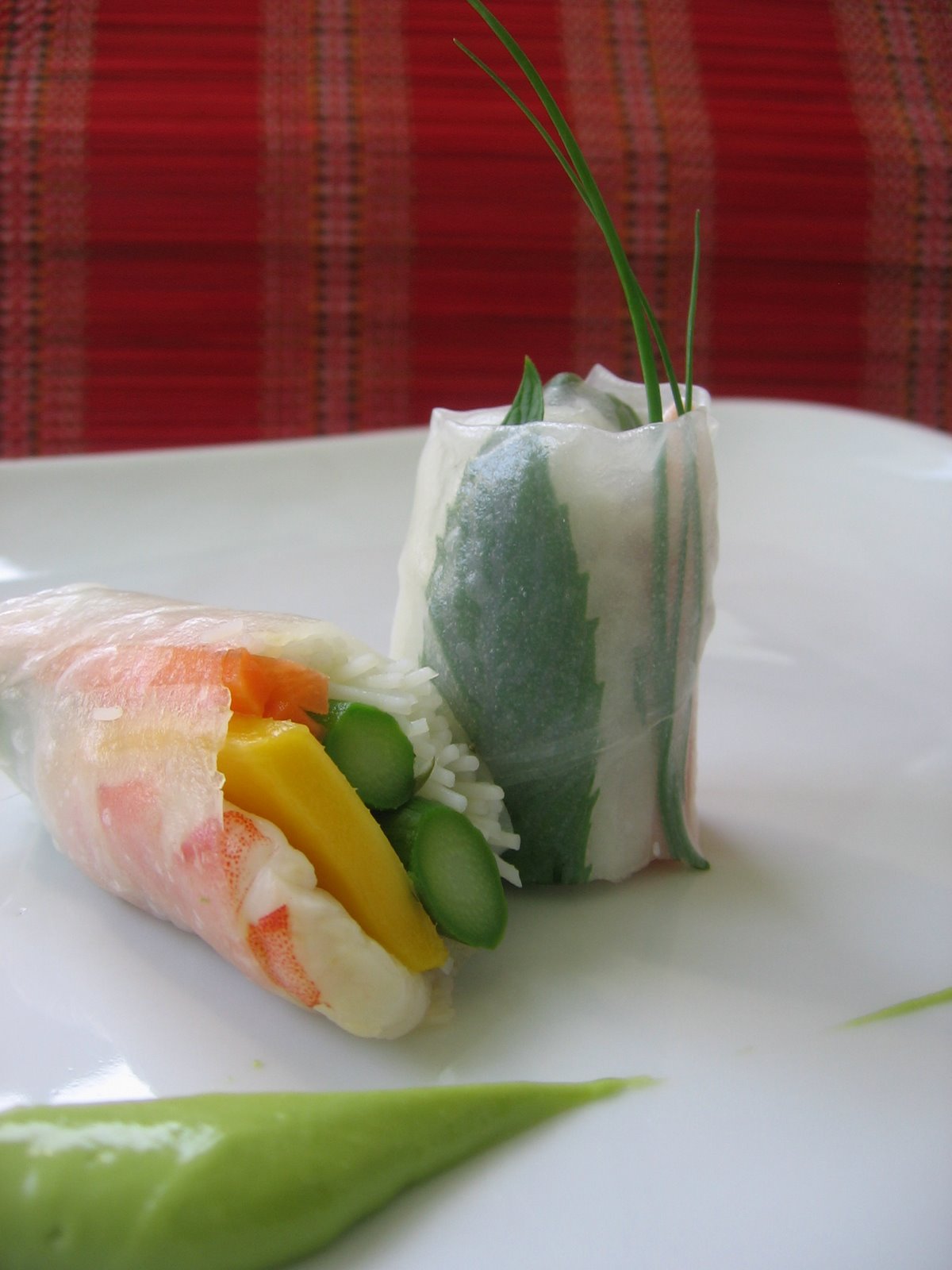 WFD? Shrimp and Asparagus Summer Rolls with Avocado Puree