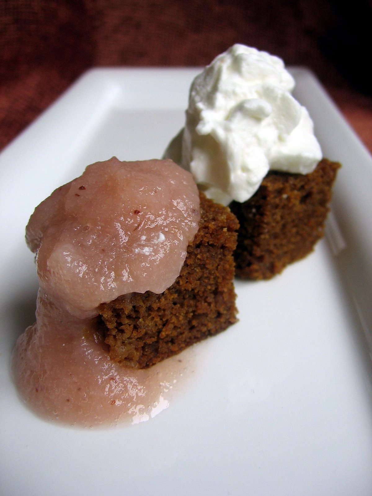 Warm Gingerbread with Cortland Applesauce and Cream