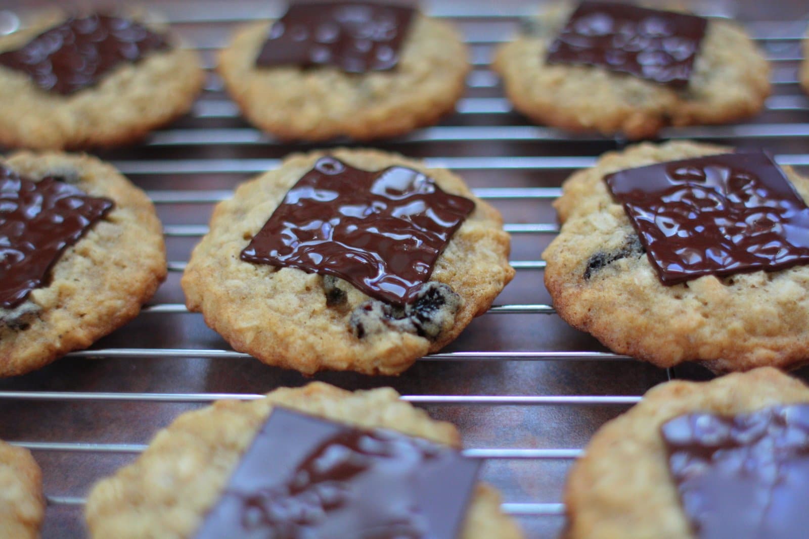 Coping With Chocolate-Glazed Cinnamon-Raisin Oatmeal Cookies