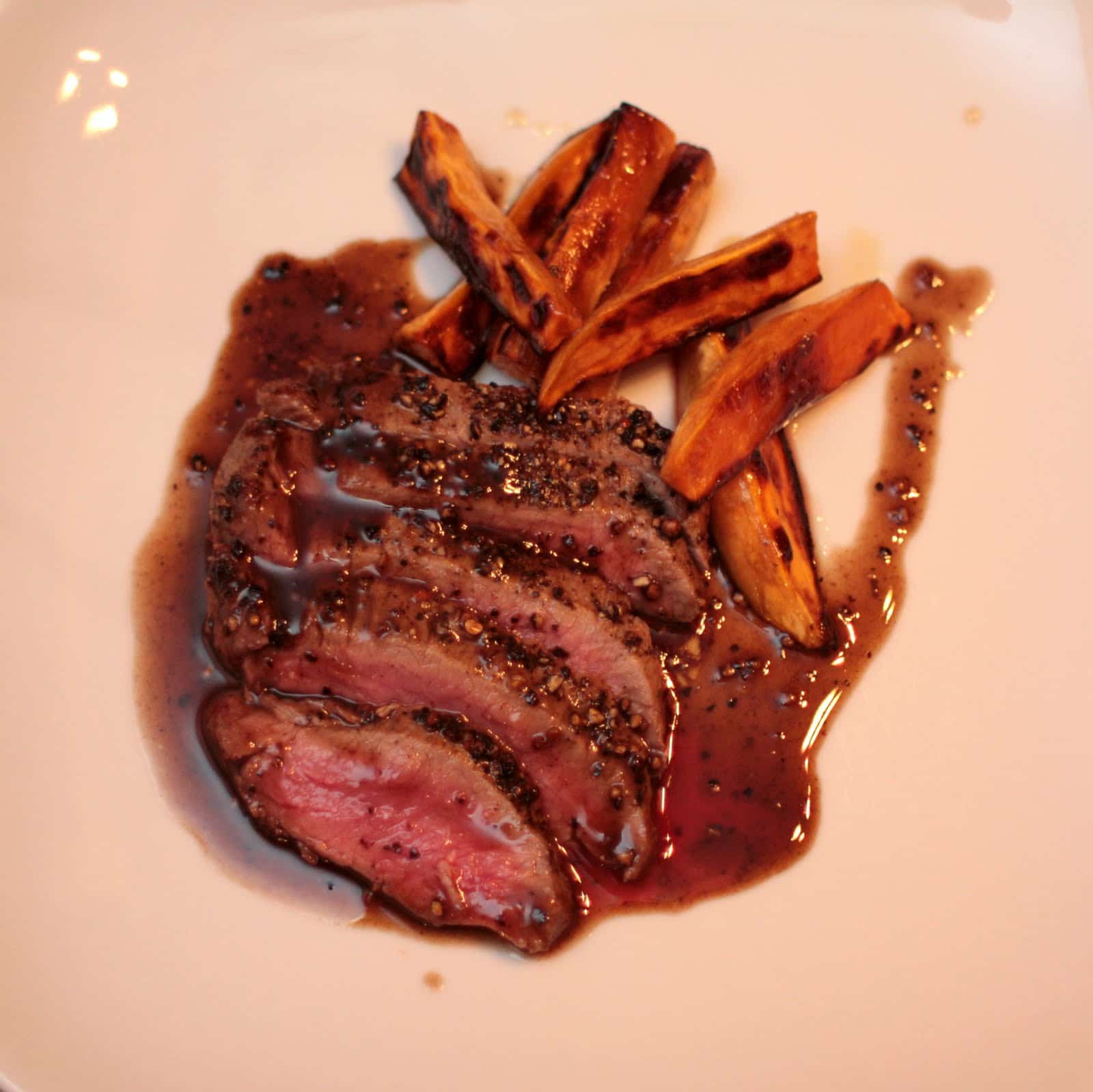 The Beef Chronicles: Steak au Poivre & Sweet Potato Fries