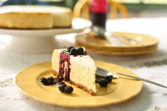 Citrus Cheesecake with Blueberry Sauce