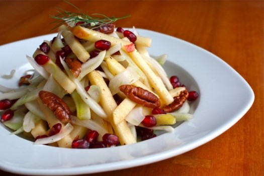 apple fennel salad with pomegranate & pecans on www.simplebites.net