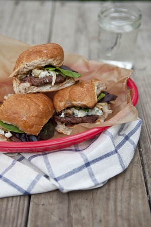 Grilling Burgers (Recipe: Bacon and Blue Cheese Sliders)