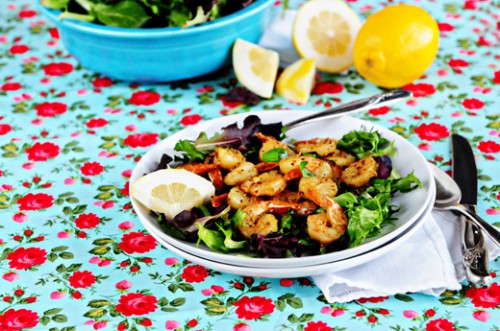 Shrimp: The Other Fast Food {Recipe: Lemon Pepper Shrimp Over Greens}