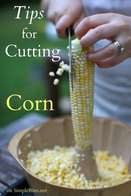 A quick trick for cutting corn off the cob (Grilled Vegetable Salad)