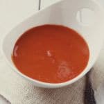 Roasted Red Pepper Soup with Parsley Cream via SimpleBites.net