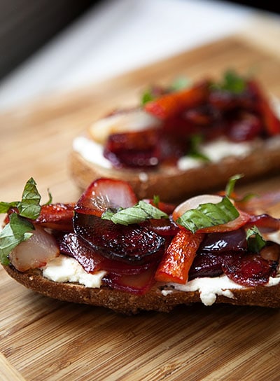 Quick Skillet Roasted Vegetables on Cheese Toast