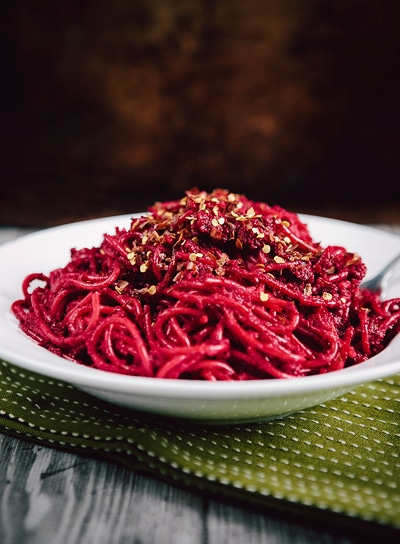 Roasted Beet and Garlic Pasta