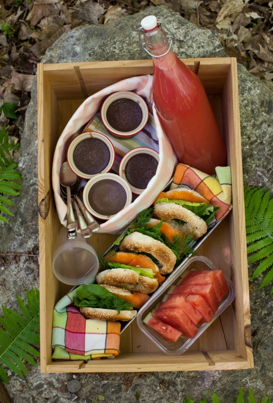 watermelon agua fresca and a picnic box