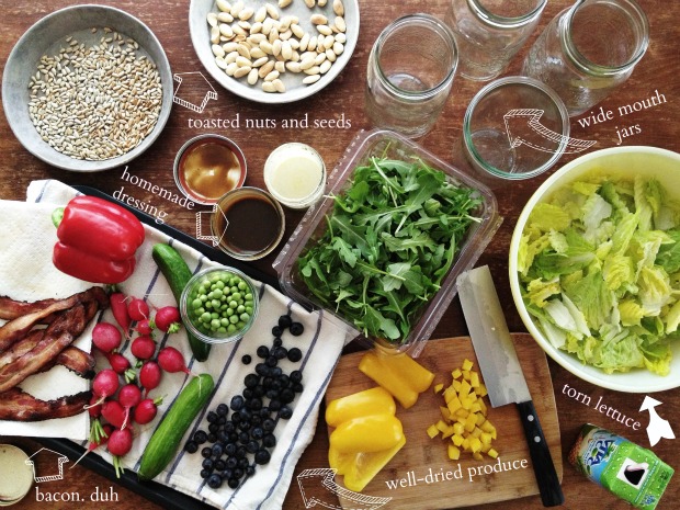 Tips for a week of salads in jars on simplebites.net #salad