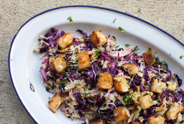 Roasted Cabbage Salad with Brown Butter Croutons