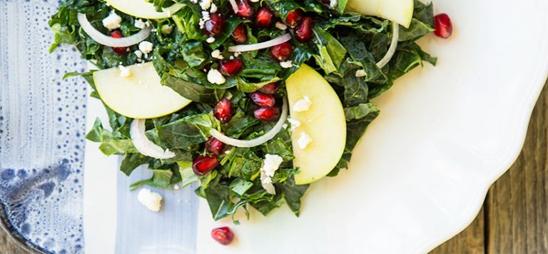 Apple Pomegranate Kale Salad with Lemon Vinaigrette