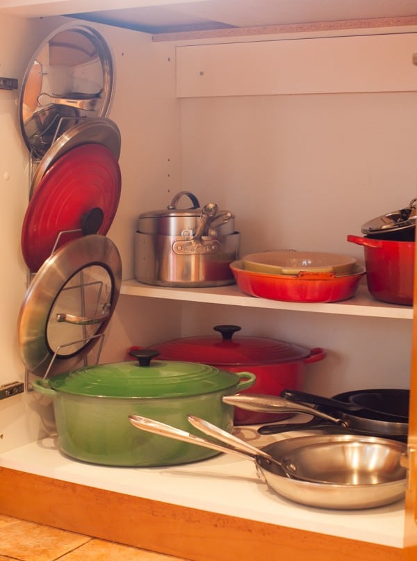 Simple Bites Kitchen Tour - pots & pans storage