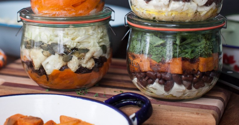 Two make-ahead mason jar salads {for winter}