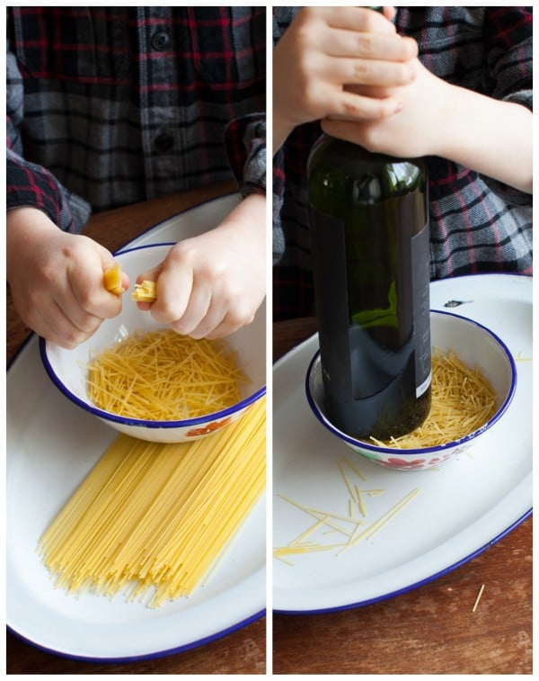 How to break spaghetti for soup