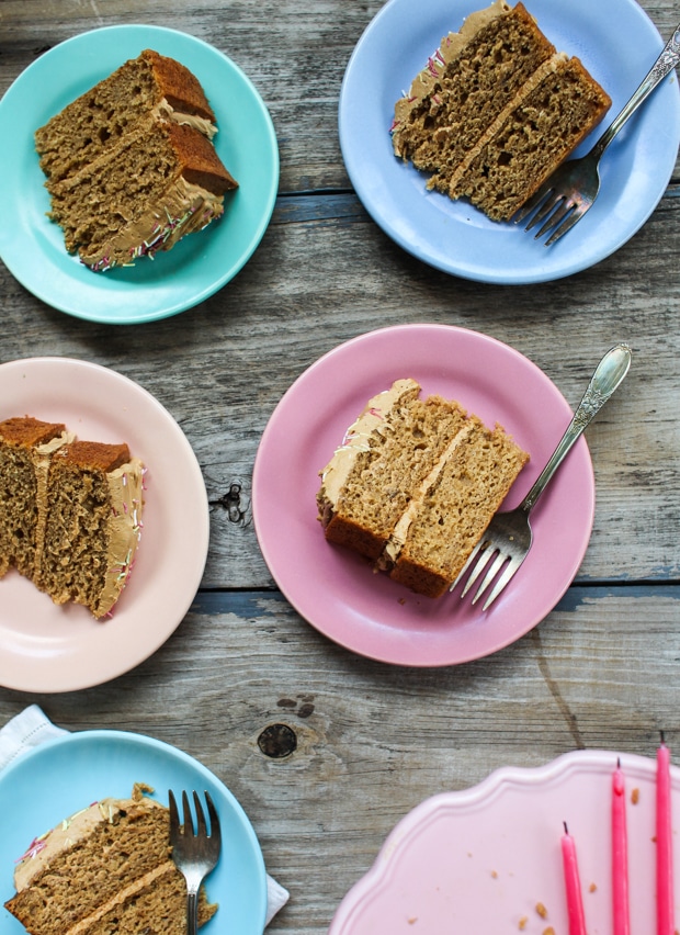 Coconut Sugar Banana Layer Cake with Caramelized Coconut Sugar Frosting