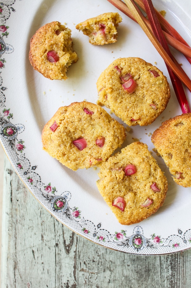 Rhubarb Cornmeal Muffins | Simple Bites #recipe #rhubarb