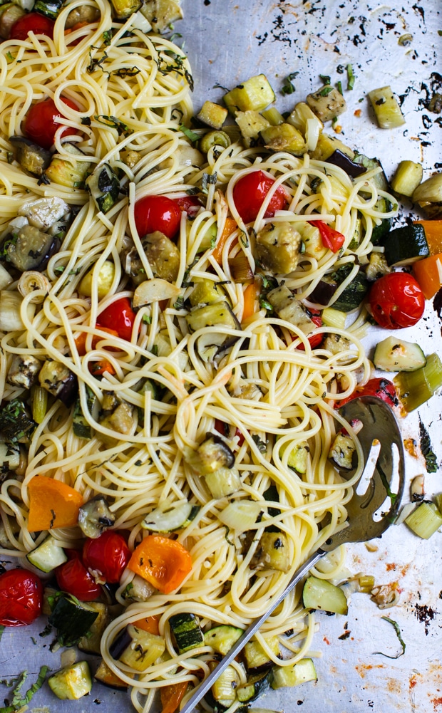 Eat Seasonal: Easy Roasted Vegetable Spaghetti || Simple Bites #recipe #dinner #vegetarian
