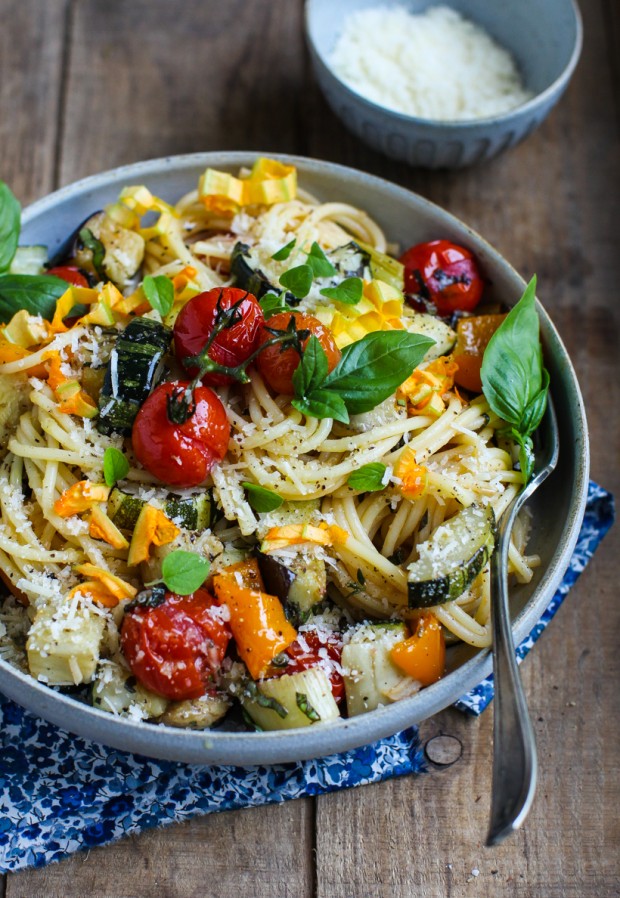 Eat Seasonal: Easy Roasted Vegetable Spaghetti || Simple Bites #recipe #dinner #vegetarian