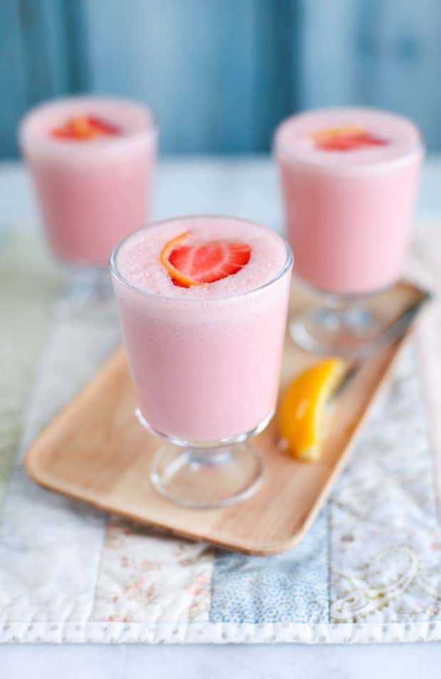 Strawberry and Preserved Lemon Lassi with Honey and Cardamom || Simple Bites