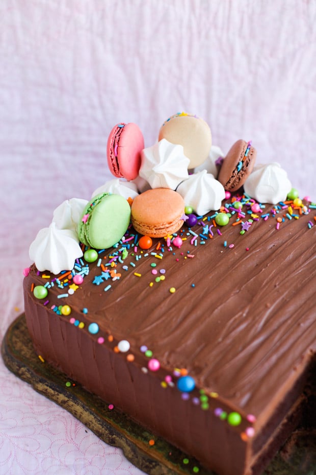 Fruit Chocolate Square Birthday Cake. On A White Background Stock Photo,  Picture and Royalty Free Image. Image 99278530.