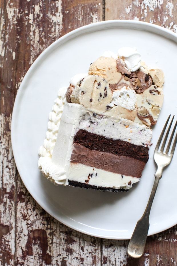 Meringue-Topped, Layered Ice Cream Birthday Cake - Simple Bites