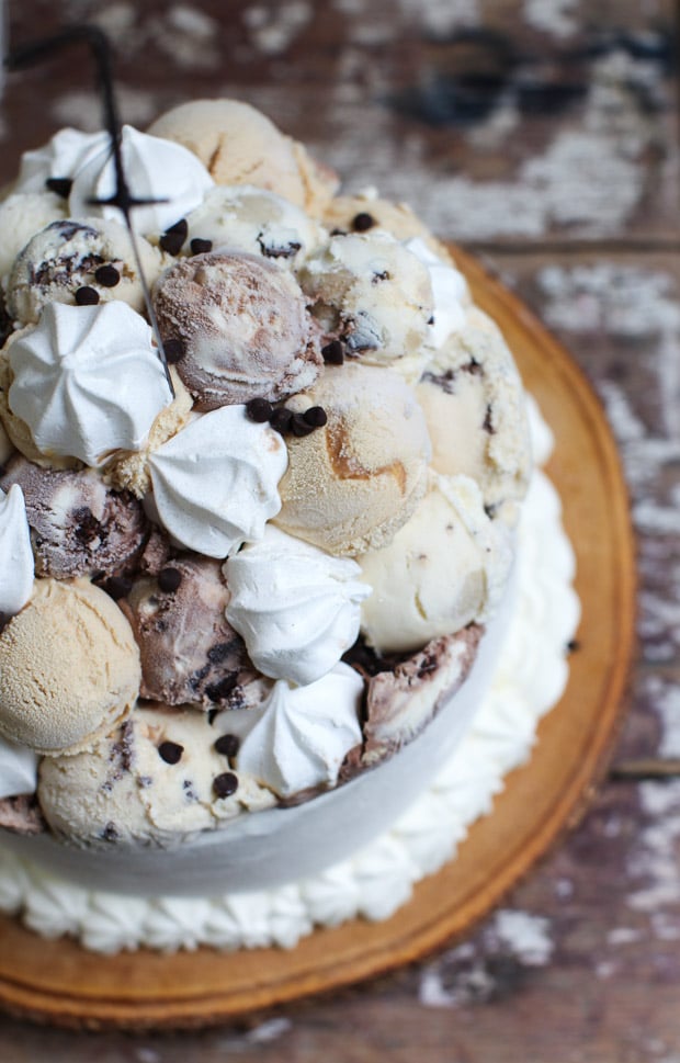 Meringue-Topped, Layered Ice Cream Birthday Cake - Simple Bites