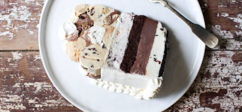 Meringue-Topped, Layered Ice Cream Birthday Cake