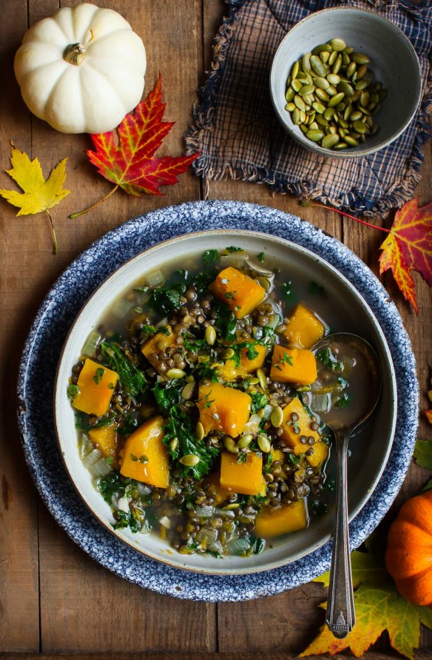 Simple Lentil, Pumpkin and Kale Soup || Simple Bites