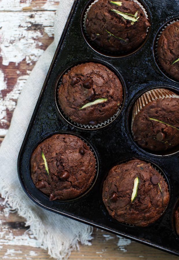 Dark Chocolate Zucchini Muffins | Simple Bites