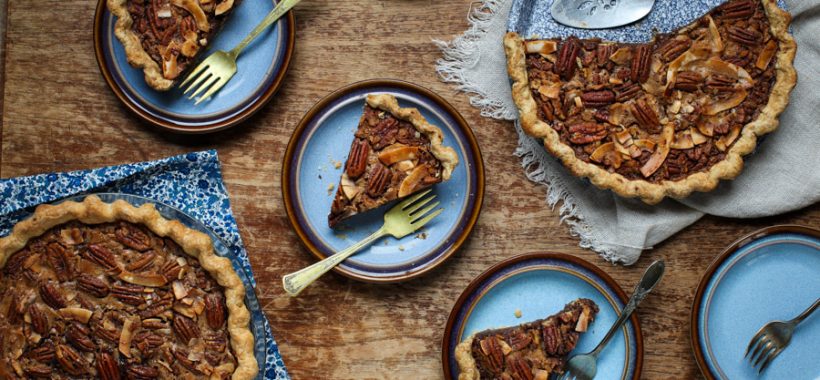 Marmalade Pecan Pie with coconut sugar, bourbon and a hint of chocolate