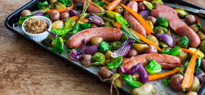 One-Pan Roast Sausages with Winter Vegetables