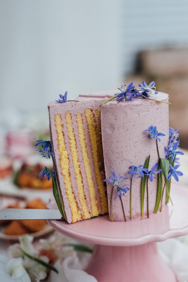 Rainbow Striped Cake With Rainbow Drip - British Girl Bakes