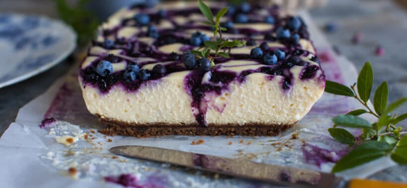 Wild Blueberry Slab Cheesecake
