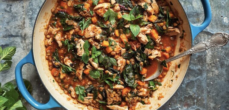 Spiced Lentils with Squash and Chicken