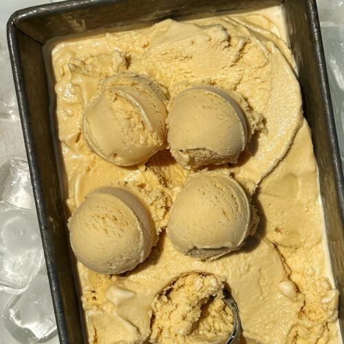 maple ice cream pan flat lay